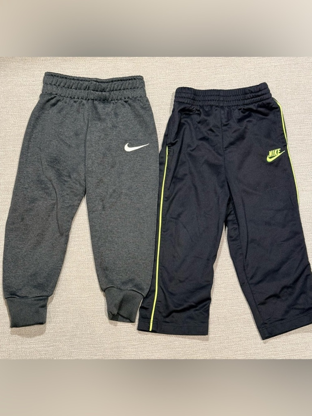 Nike Kids Grey Heather Sweatpants & Black Joggers with Neon Trim